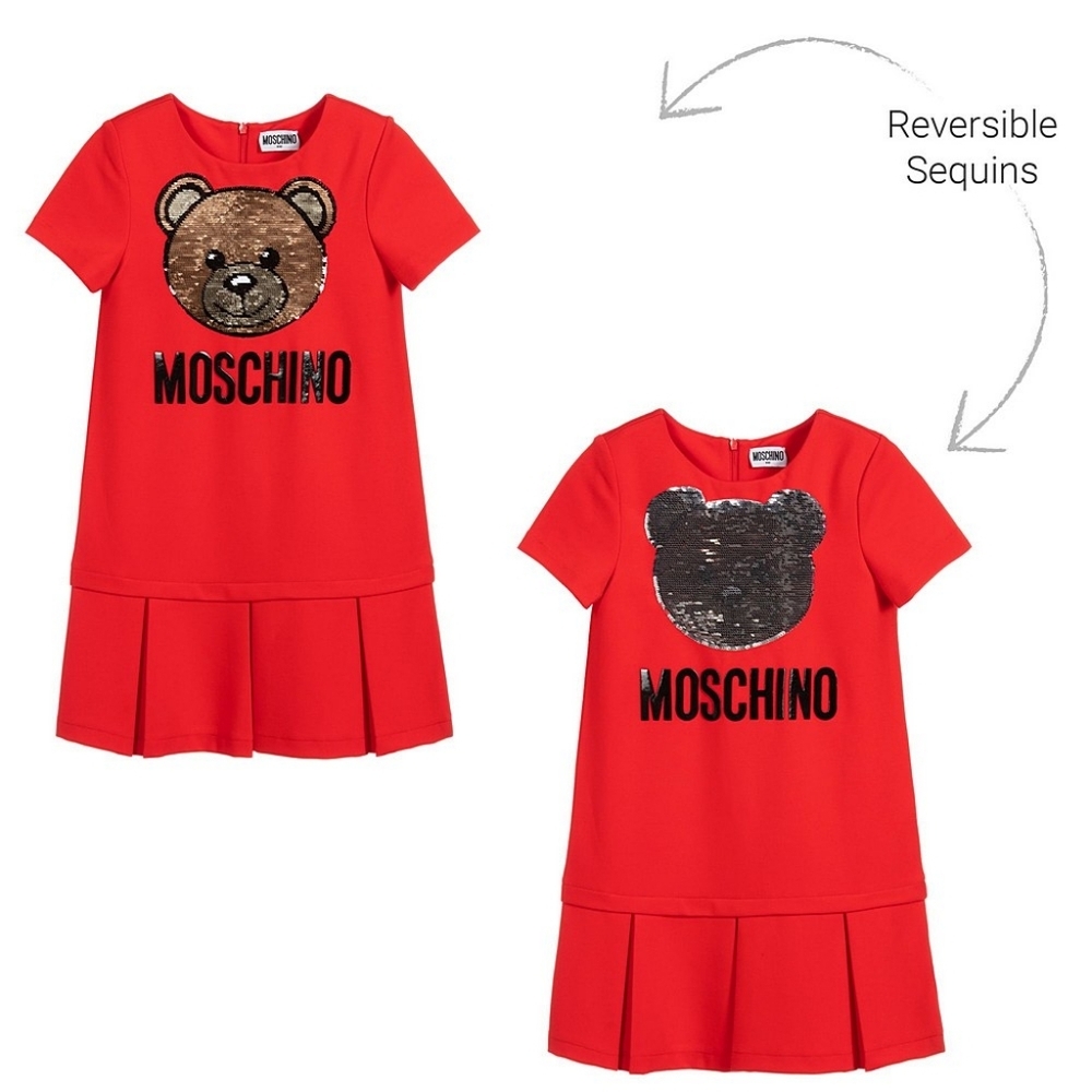 Moschino Red Sequin Bear Girls' Dress